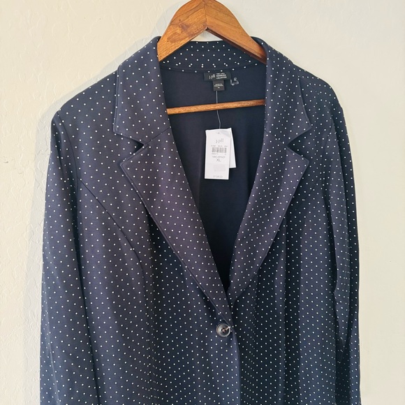 NEW J. Jill Women’s Wearever Soft Blazer Polka Dot Navy Blue Size XL NWT - Picture 2 of 7